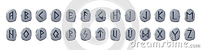 Viking runes alphabet celtic font with runic signs Vector Illustration