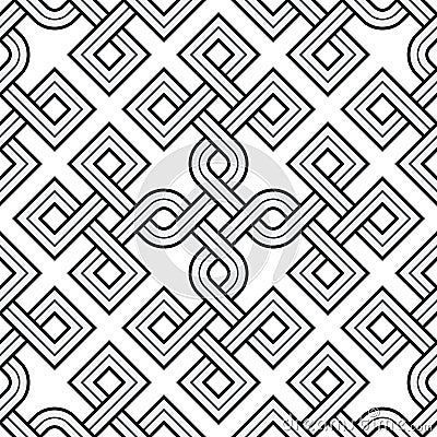 Viking Seamless Pattern - Engraved Gold - Rings -Square Edges Vector Illustration