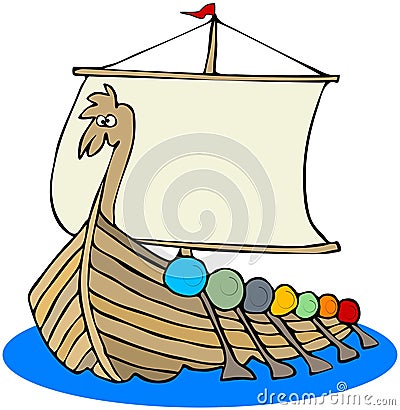 Viking Ship Cartoon Illustration