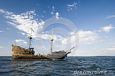 Viking ship at sea Stock Photo