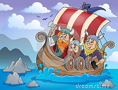 Viking ship theme image 2 Vector Illustration
