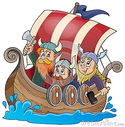 Viking ship theme image 1 Vector Illustration