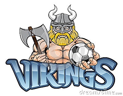 Viking Soccer Football Sports Mascot Vector Illustration