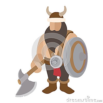 Viking stand with shield character Vector Illustration