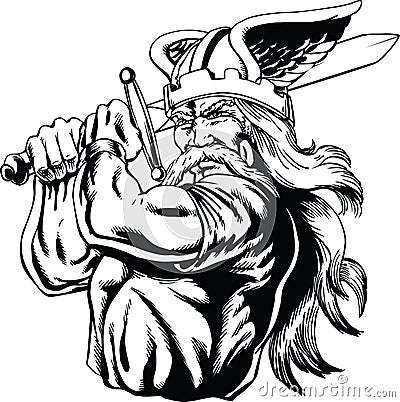 Viking Swordsman Vector Illustration Vector Illustration