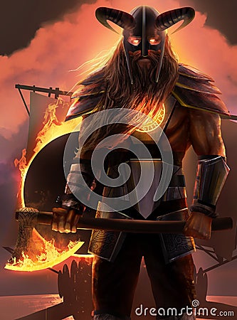 Fantasy viking warrior character artwork. Stock Photo
