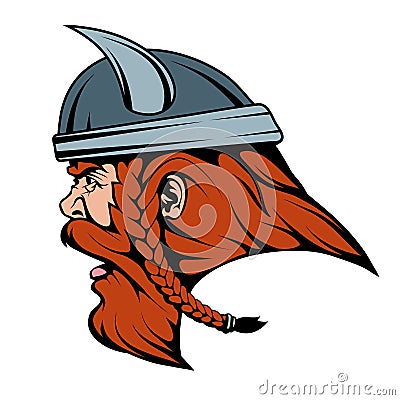 Viking warrior in combat helmet suitable as logo or team mascot, viking logo Vector Illustration