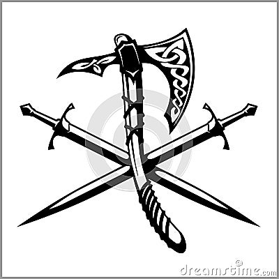 Viking Warrior Emblem Vector Illustration