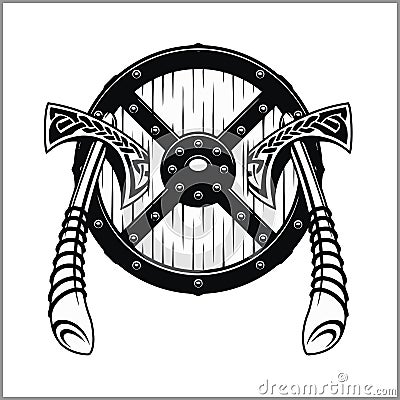 Viking Warrior Emblem Vector Illustration