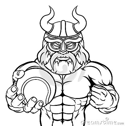 Viking Tennis Sports Mascot Vector Illustration