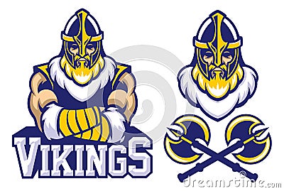 Viking warrior mascot crossed arm pose Vector Illustration