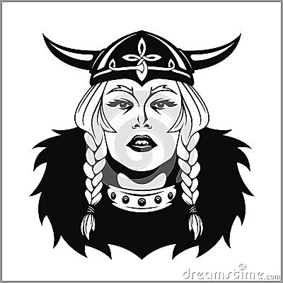 Viking woman warrior. Vector illustration Vector Illustration