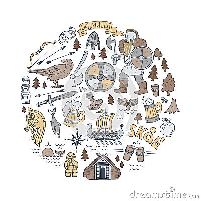 Vikings-handdrawn concept illustration. Vector Illustration