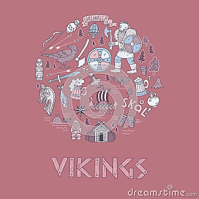 Vikings-handdrawn concept illustration. Vector Illustration