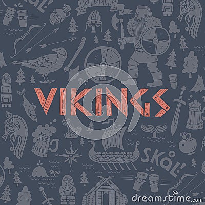 Vikings-handdrawn concept illustration. Vector Illustration