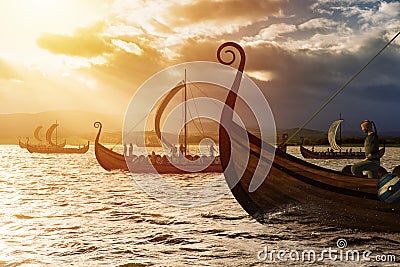 Vikings in the Storm Stock Photo