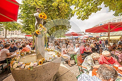 Viktualienmarkt Biergarten Editorial Stock Photo