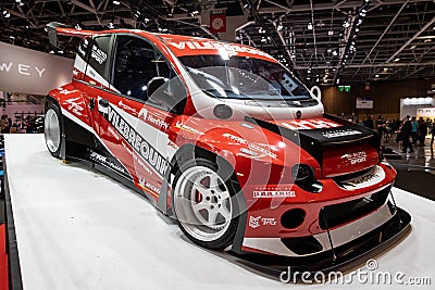 Vilebrequin 1,000PS Fiat Multipla custom race car showcased at the Paris Motor Show, France - October 17, 2022 Editorial Stock Photo