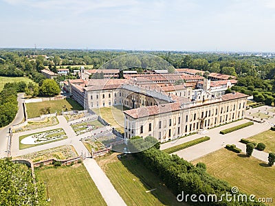 Villa Arconati, Castellazzo, Bollate, Milan, Italy. Aerial view. Villa Arconati, Castellazzo, Bollate, Milan, Italy Stock Photo