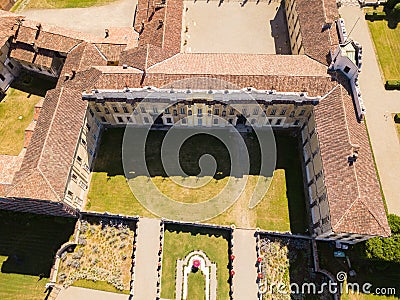 Villa Arconati, Castellazzo, Bollate, Milan, Italy. Aerial view of Villa Arconati Stock Photo