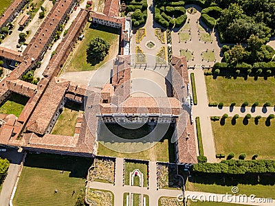 Villa Arconati, Castellazzo, Bollate, Milan, Italy. Aerial view of Villa Arconati Stock Photo