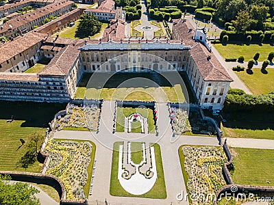 Villa Arconati, Castellazzo, Bollate, Milan, Italy. Aerial view of Villa Arconati Stock Photo