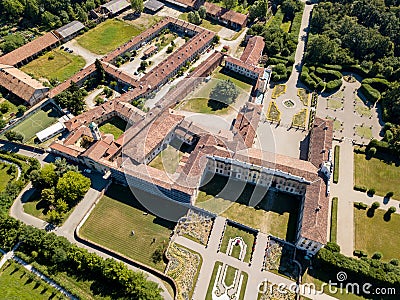 Villa Arconati, Castellazzo, Bollate, Milan, Italy. Aerial view of Villa Arconati Stock Photo