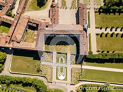 Villa Arconati, Castellazzo, Bollate, Milan, Italy. Aerial view of Villa Arconati Stock Photo