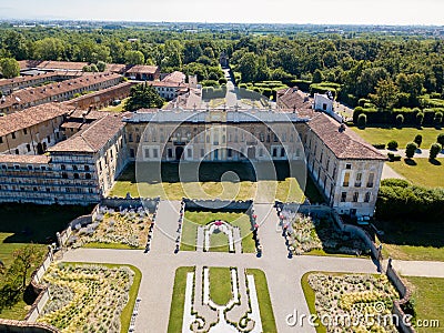 Villa Arconati, Castellazzo, Bollate, Milan, Italy. Aerial view of Villa Arconati Stock Photo