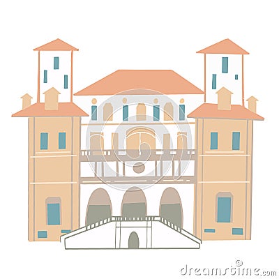 Villa Borghese Galleria Borghese in Rome, Italy. Vector illustration. Vector Illustration