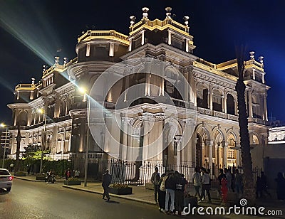 Villa cairo architecture castle night nights black sky street streets lighting lights light Editorial Stock Photo