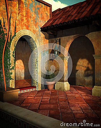 Villa 3D rendered Stock Photo