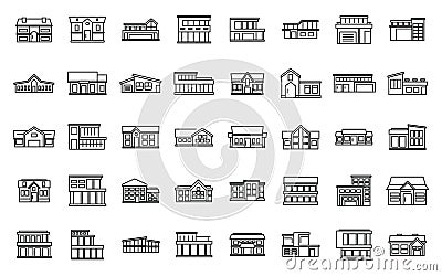 Villa icons set outline vector. House mansion Stock Photo