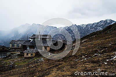 Village Along the Everest Base Camp Trek in the Nepalese Himalayas Stock Photo