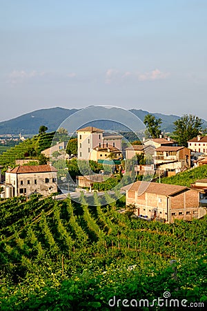 Village amd farms of Santo Stefano, Valdobbiadene Stock Photo