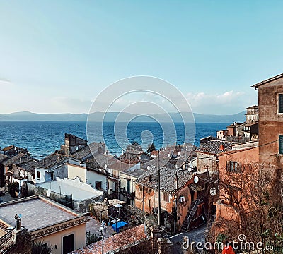 The village of Anguillara Sabazia, a small medieval village installed on the lake of Bracciano, Italy Editorial Stock Photo