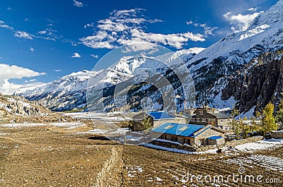 Village on the Annapurna trek Stock Photo