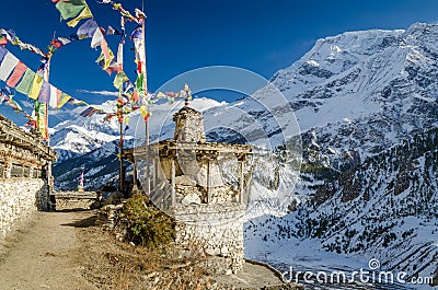 Village on the Annapurna trek Stock Photo