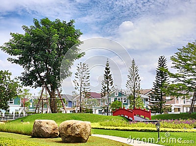 Village in Bangkok in Thailand Stock Photo