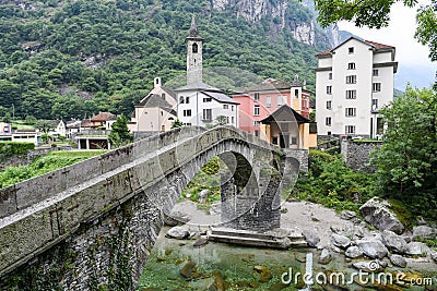 The village of Bignasco on Magga valley Stock Photo