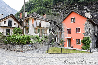 The village of Bignasco on Magga valley Stock Photo