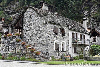 The village of Bignasco on Magga valley Stock Photo