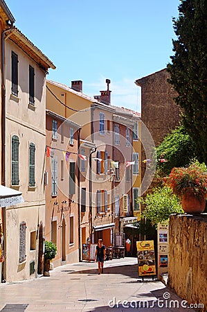 The village of Bormes-les-Mimosas on the Cote d'Azur Editorial Stock Photo