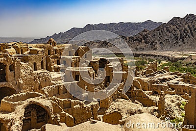 Village and Castle of Kharanaq, Yazd Province, Iran Stock Photo