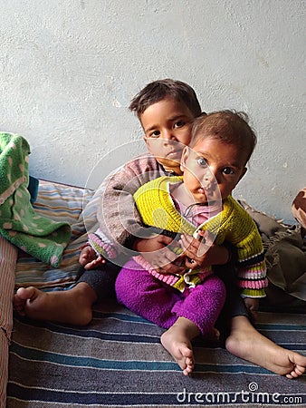 Village of childern in haryana Editorial Stock Photo