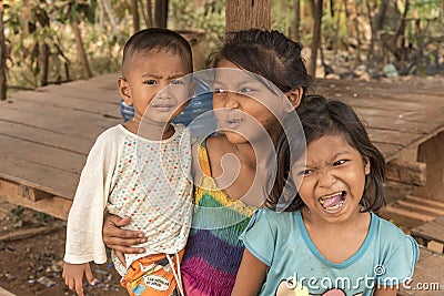Village children Cambodia near Siem Reap Editorial Stock Photo