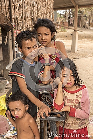 Village children Cambodia near Siem Reap Editorial Stock Photo