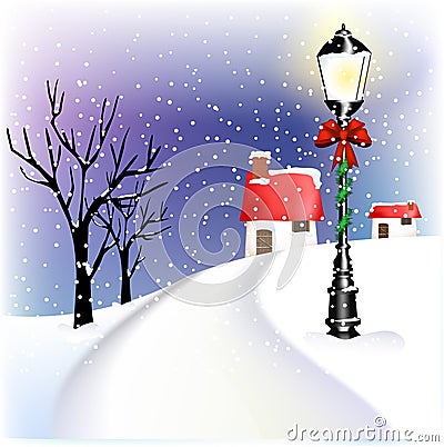 Village Christmas lantern Vector Illustration