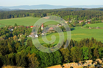 Village in country landscape Stock Photo