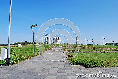 The Village Dubosekovo. Moscow oblast. Russia. The memorial complex `to the Heroes of Panfilov`. Editorial Stock Photo
